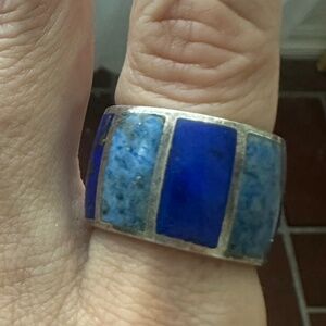 Auric Ring - Lapis and Sodalite - Peyote Bird - woman’s size 7